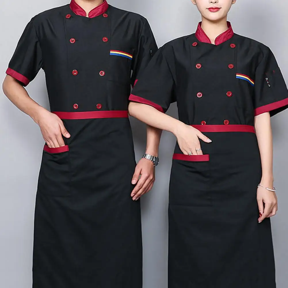 

Breathable Chef Shirt Stand Collar Stain Proof Anti Deformation Moisture Absorption Chef Coat Shirt