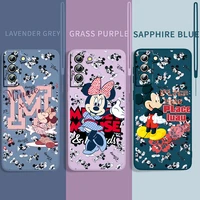 cute minnie mickey for samsung galaxy s22 s21 s20 fe s10 note 20 10 plus lite ultra liquid silicone soft rope phone case