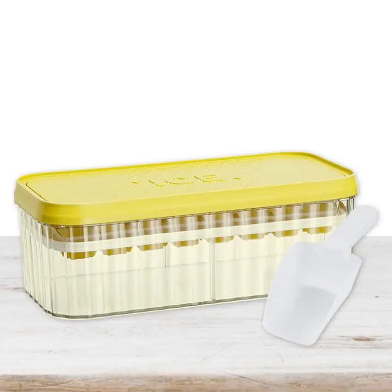 

Ice Cube Tray With Lid Press To Release Freezer Silicone Ice Cube Tray With Lid Ice Cube Maker With Ice Container And Ice Scoop