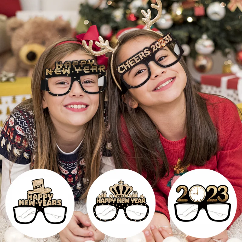 

6 шт., бумажные 3d-очки с надписью «Happy New Year»