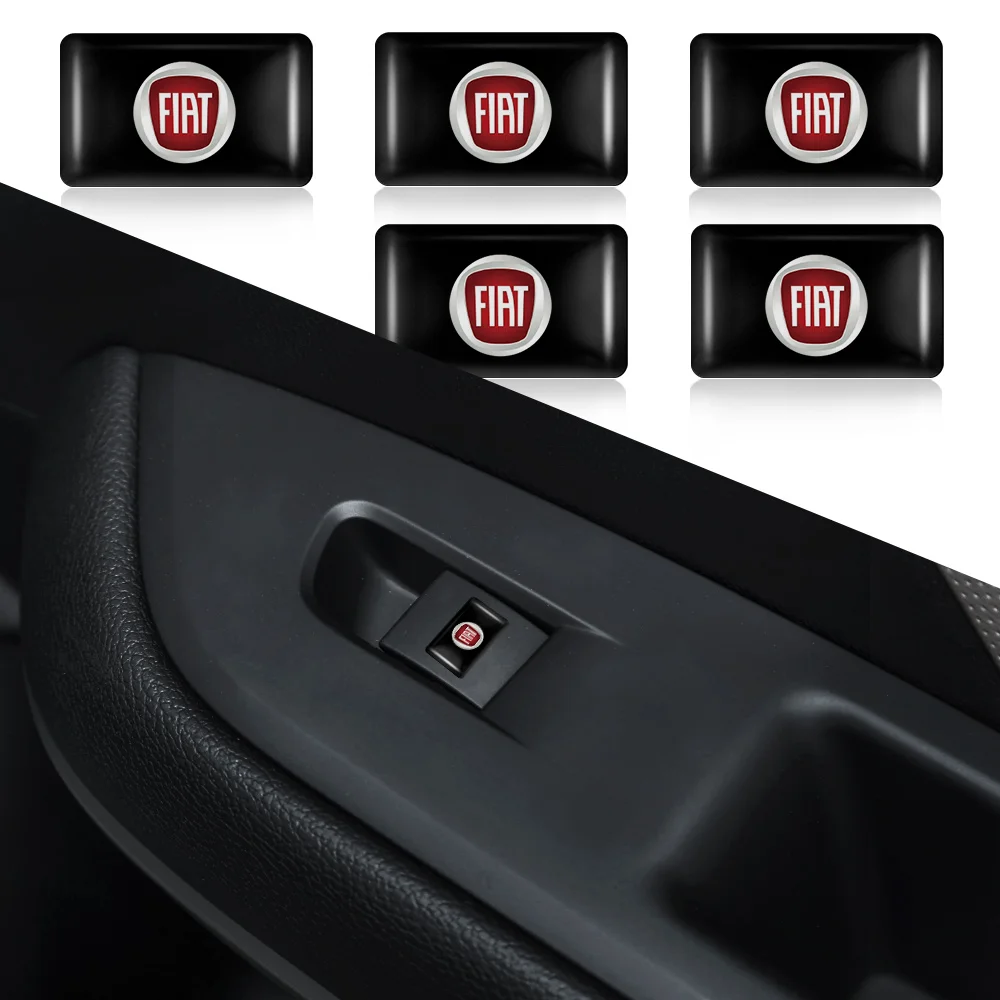 

10Pcs Car Window Lift Button Stickers Steering Wheel Badge Decoration For Fiat Ducato Tipo 500X 124 Bravo Freemont Panda Punto