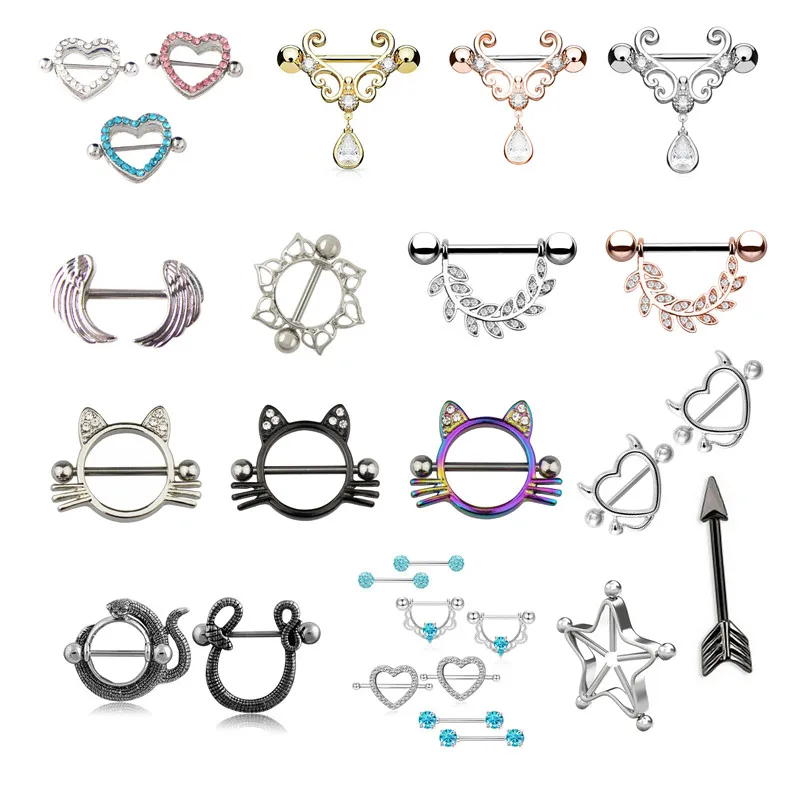 

New 1PC/2PCS/1 set Stainless Steel Breast Piercing Jewelry Heart Nipple Piercing Nipple Rings Nipple Body Jewelry Piercing