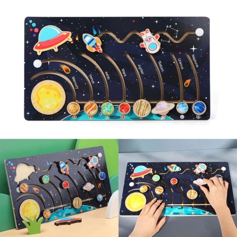 

Wooden Teaching Aids Science Cognition Jigsaw Puzzle Eight Planets Universe Solar System Eight Planet Educational Toy