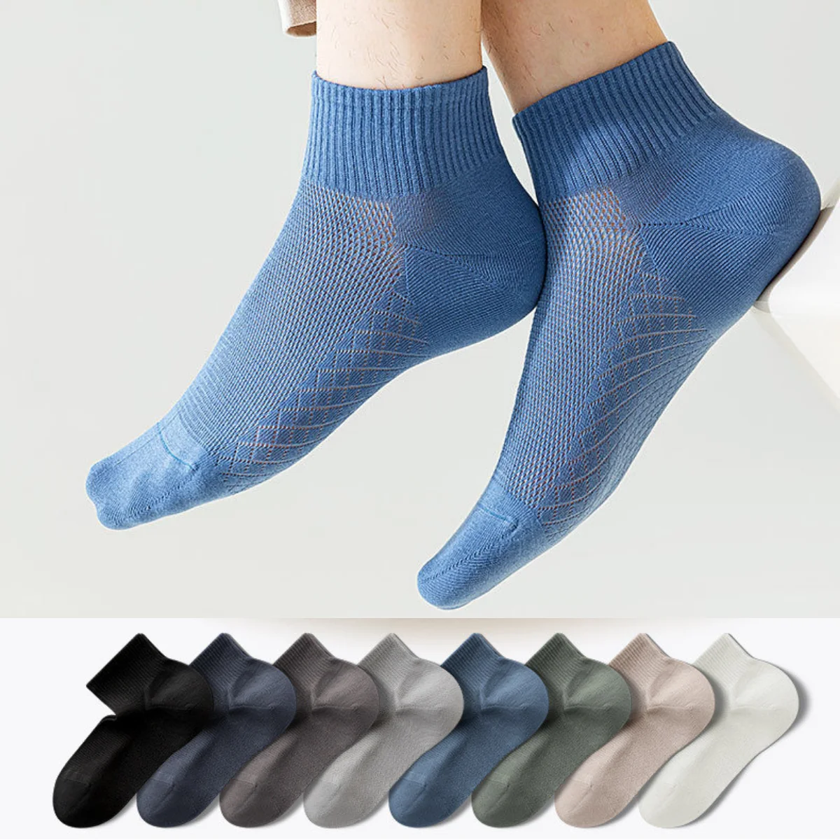 

Summer Socks Men Hollow Out Mesh Thin Breathable Short Socks Men Male Casual Fashion Solid Color Cotton Low Cut Ankle Socks Sox