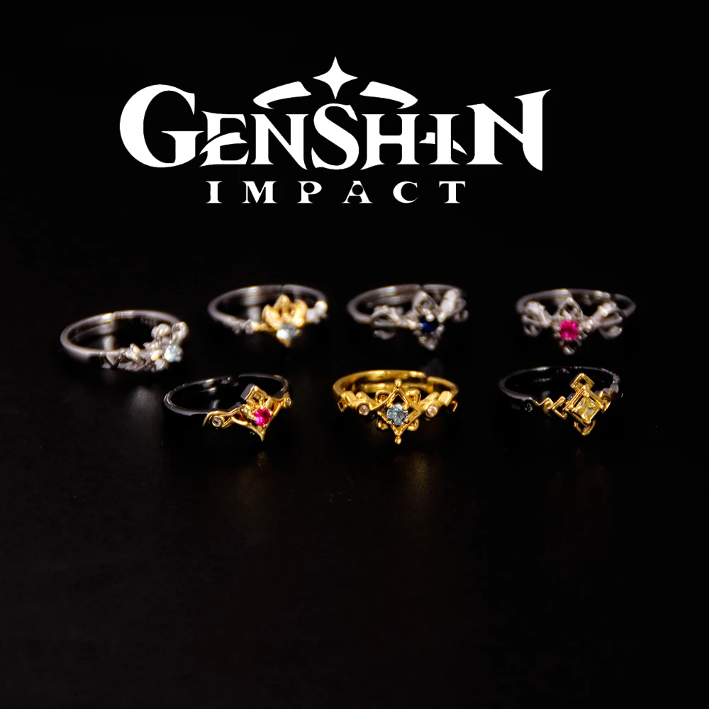 

Anime Genshin Impact Rings Zhongli Tartaglia Xiao Albedo Venti Kaedehara Kazuha Finger Adjustable Ring Women Men Cospaly Gift