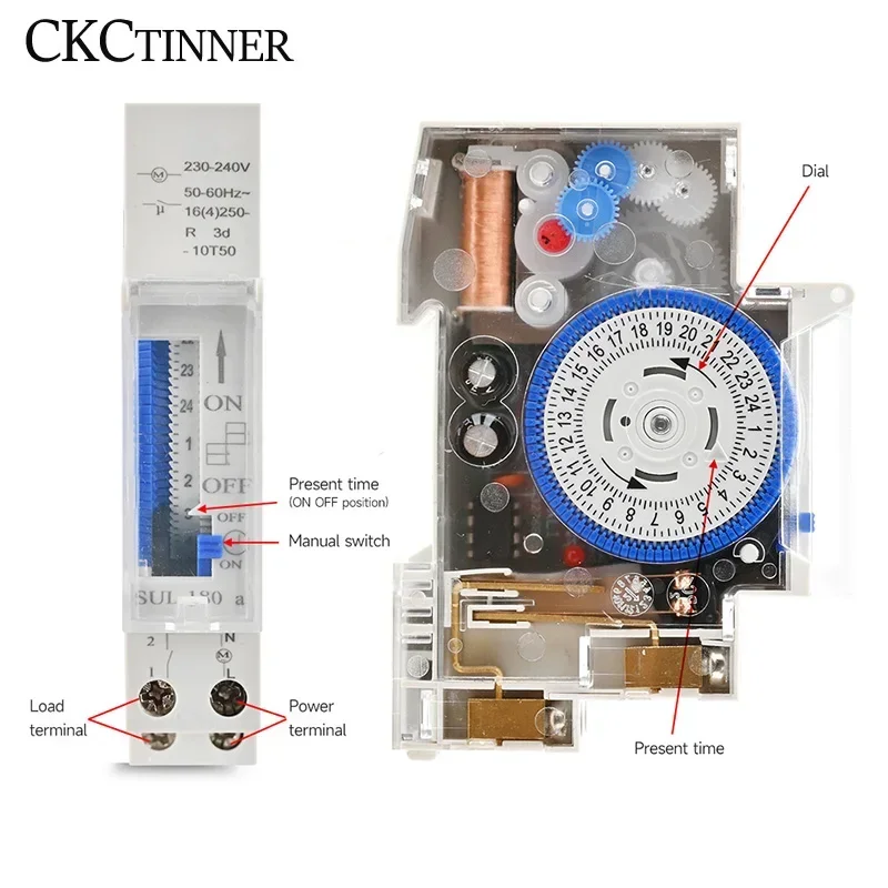 Механический таймер на Din-рейке SUL180A 24 часа реле аналоги Электрический