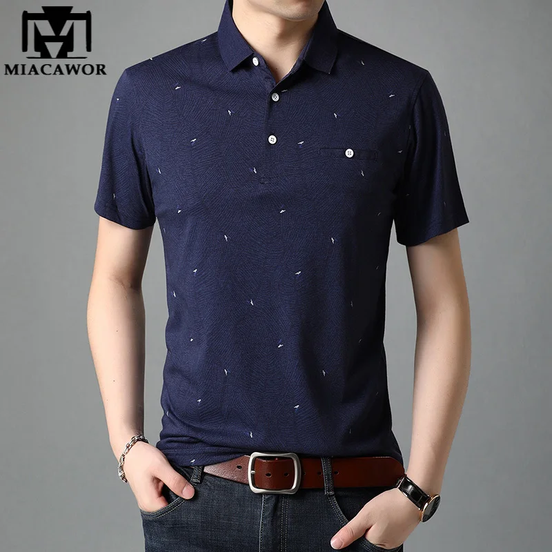 

New Summer Short Sleeve Polo Shirts Men Cotton Print Chemise Homme Slim Fit Casual Camisa Polos Men Clothing T1158