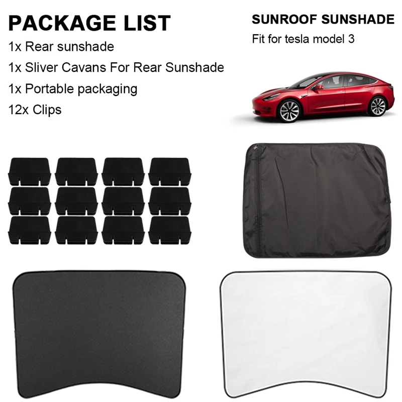 

For Tesla Model 3 2016-2020 Rear Sun Shades Glass Rear Sunshade UV Block Car Side Window Sunshade, 3PCS, Black