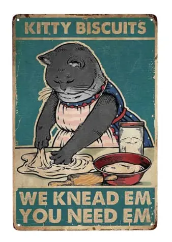 Бисквитное печенье Cusde Kitty We Knead Em You Need Retro Decor Vintage Kitchen Metal Tin Sign алюминиевый знак