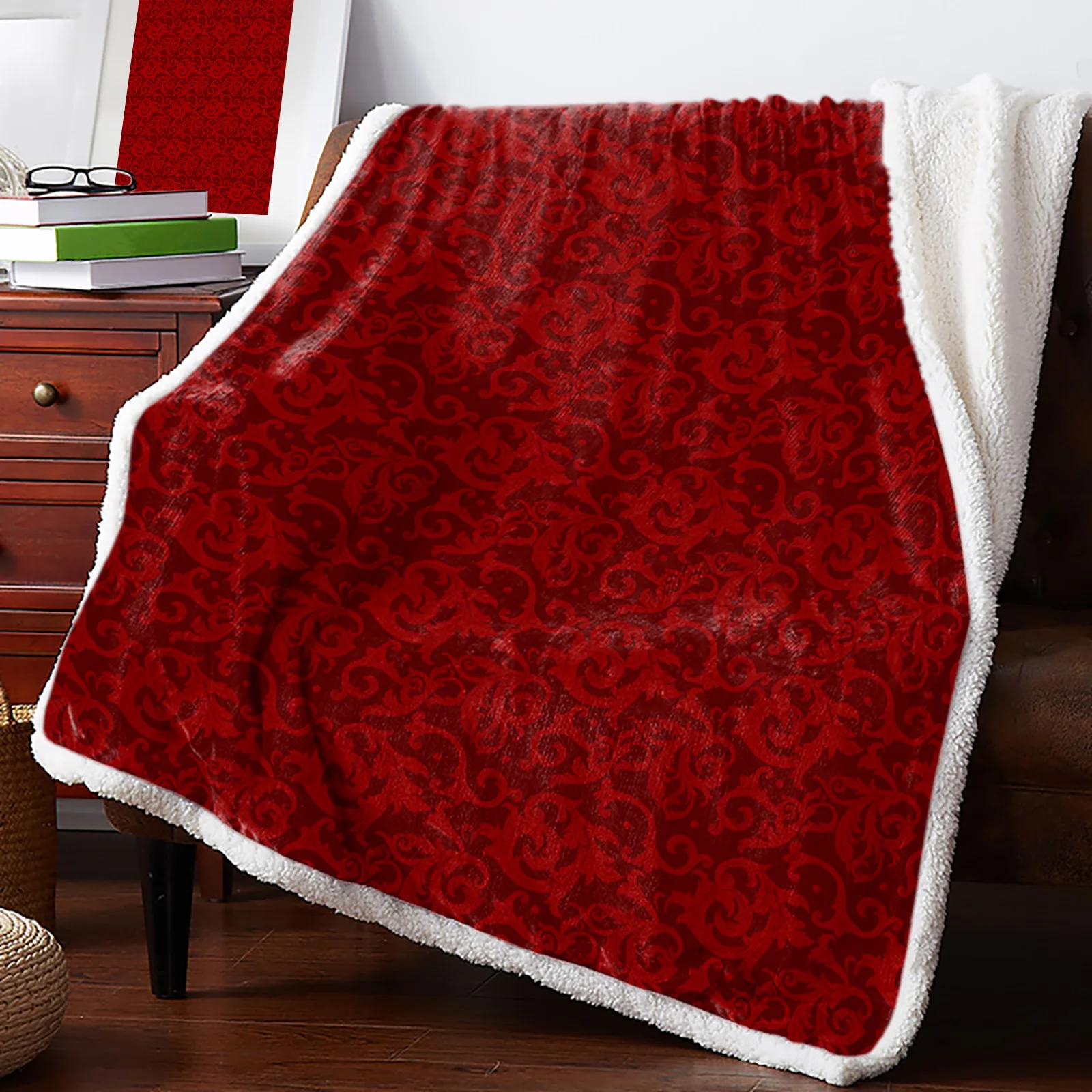 

Winter Christmas Retro Red Pattern Blankets Winter Warm Cashmere Blanket Office Sofa Soft Throw Blanket Kids Bed Bedspread