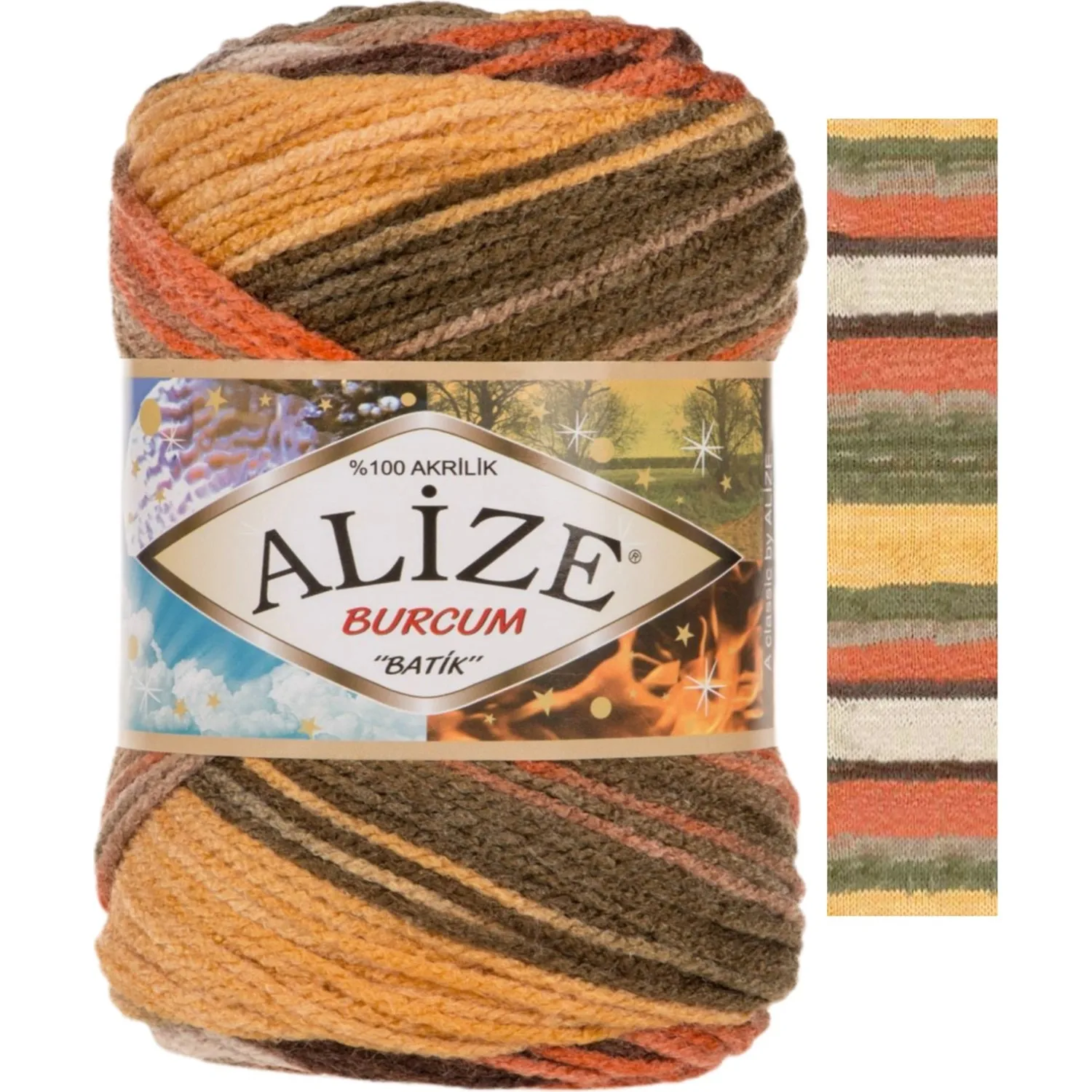 Ализе Бурджум Батик - Шерсть 20 вариантов цвета Вязальная пряжа 210 метров (100гр)