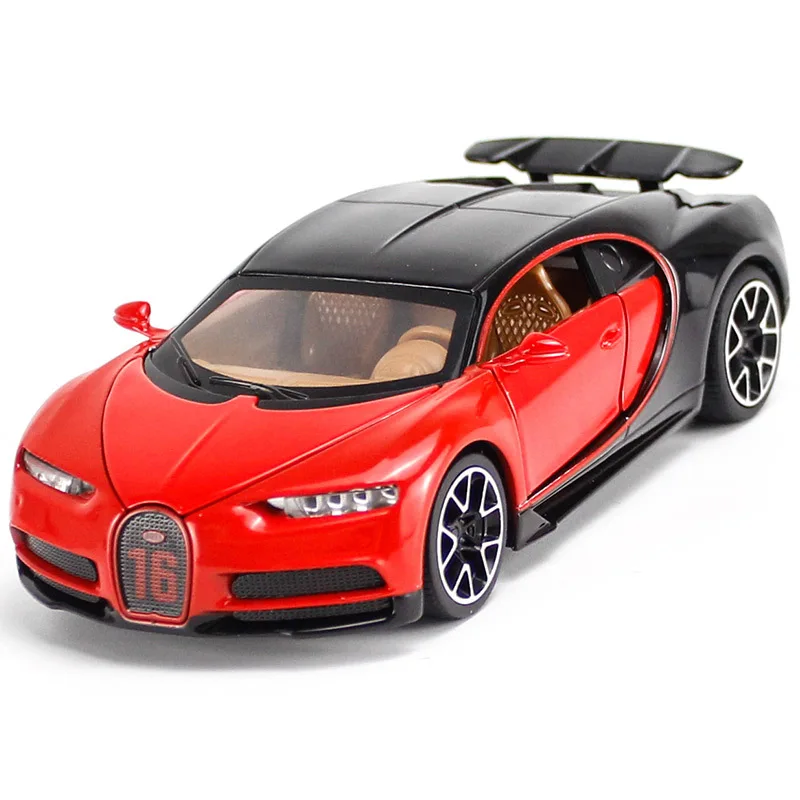 

New bugatti 1:32 simulation chiron chiron children's sound and light round gold car model collecting toy car decoration boy's gi