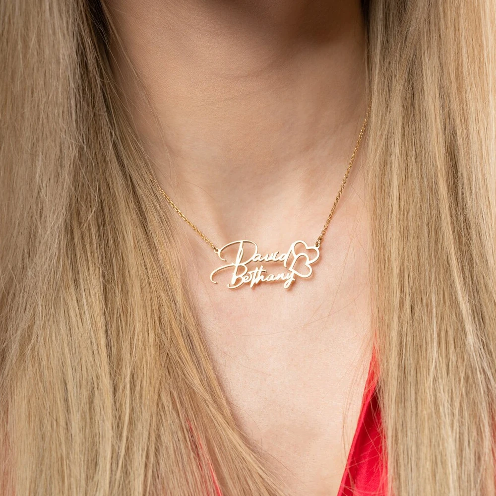 Индивидуальное ожерелье Haiyufly с именем на заказ для женщин чокер сердцем цепочка