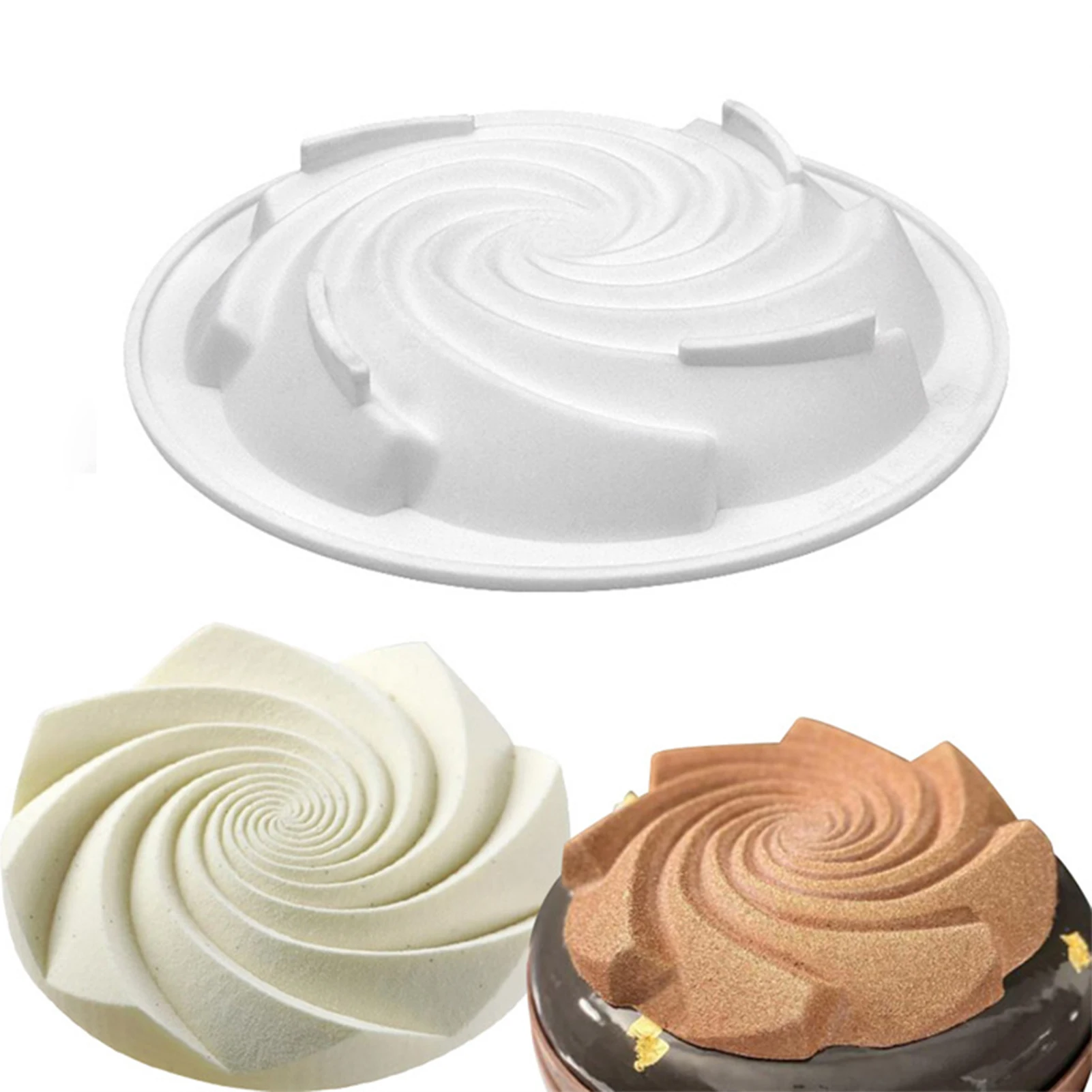 

Silicone Pastry Cake Mold Whirlwind Shape DIY Baking Dessert Mousse Cake Baking Tools Art Cake Baking Tray Tool Model VC