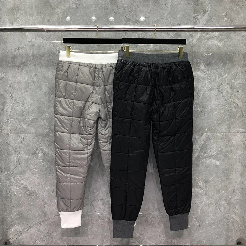 TB THOM Down Pants for Men Lightweight Puffy Sweat Pants High Waist Puffer Sweatpants Quilted Snow Ski Trousers Winter Clothings