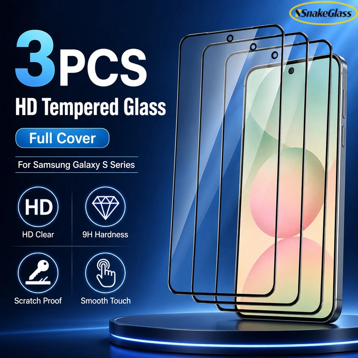 Фото Защитная пленка из закаленного стекла HD, 3 шт., для Samsung Galaxy S26+ S25Ultra S24 S23 S22 S21 S20 S10 S9 S8+ S7EDGE, устойчивая к царапинам №1