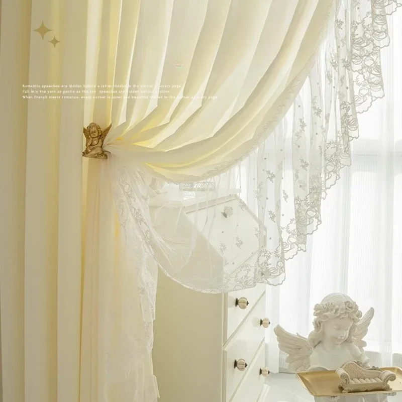 Изготовленный на заказ размер французские кружевные цветы белый тюль прозрачные