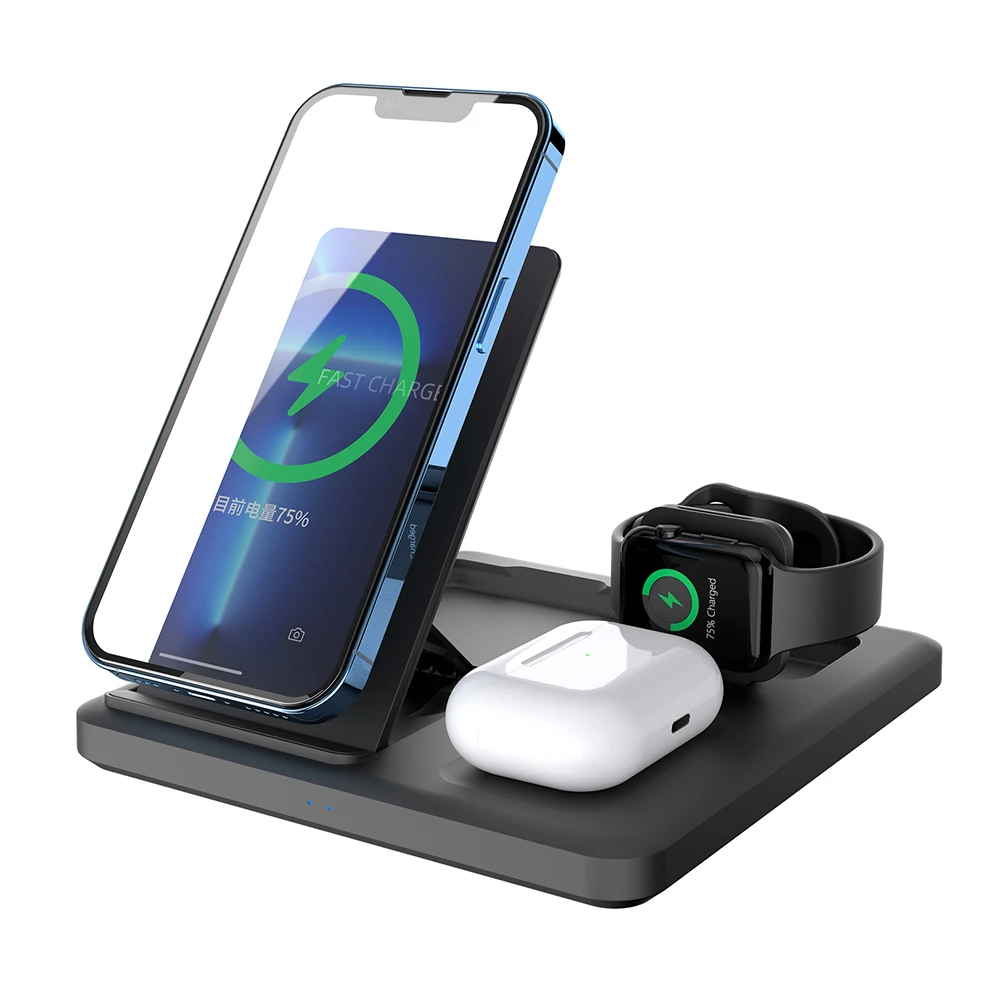 Популярная Беспроводная зарядная подставка 3 в 1 Qi для Apple Watch iPhone13 12 Pro Max XS 11 8 XR AirPods 15 Вт быстрая Беспроводная зарядная док-станция