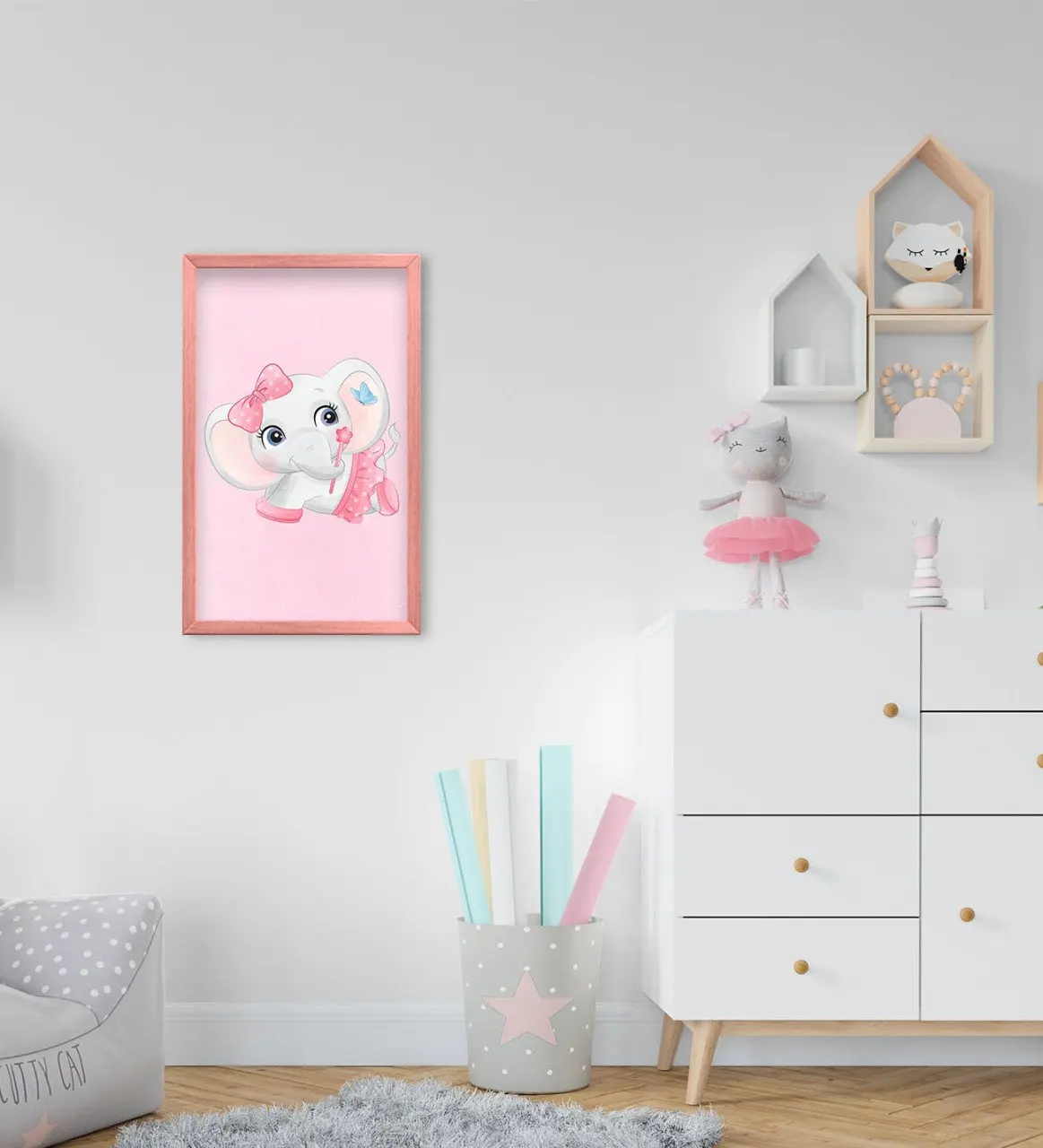 

BK дома и красивым дизайном в виде слона декоративные розовый деревянной рамке в детской комнате Tablo-4