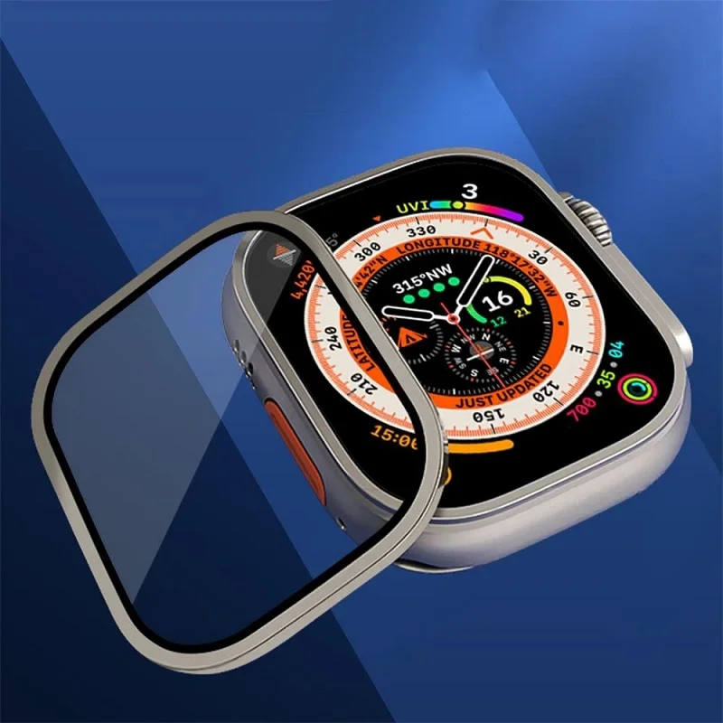 

Metal Bumper+Tempered Glass For Apple Watch Ultra 49mm band Screen Protector Anti-Scratch HD Full Film iWatch Ultra 49 mm strap