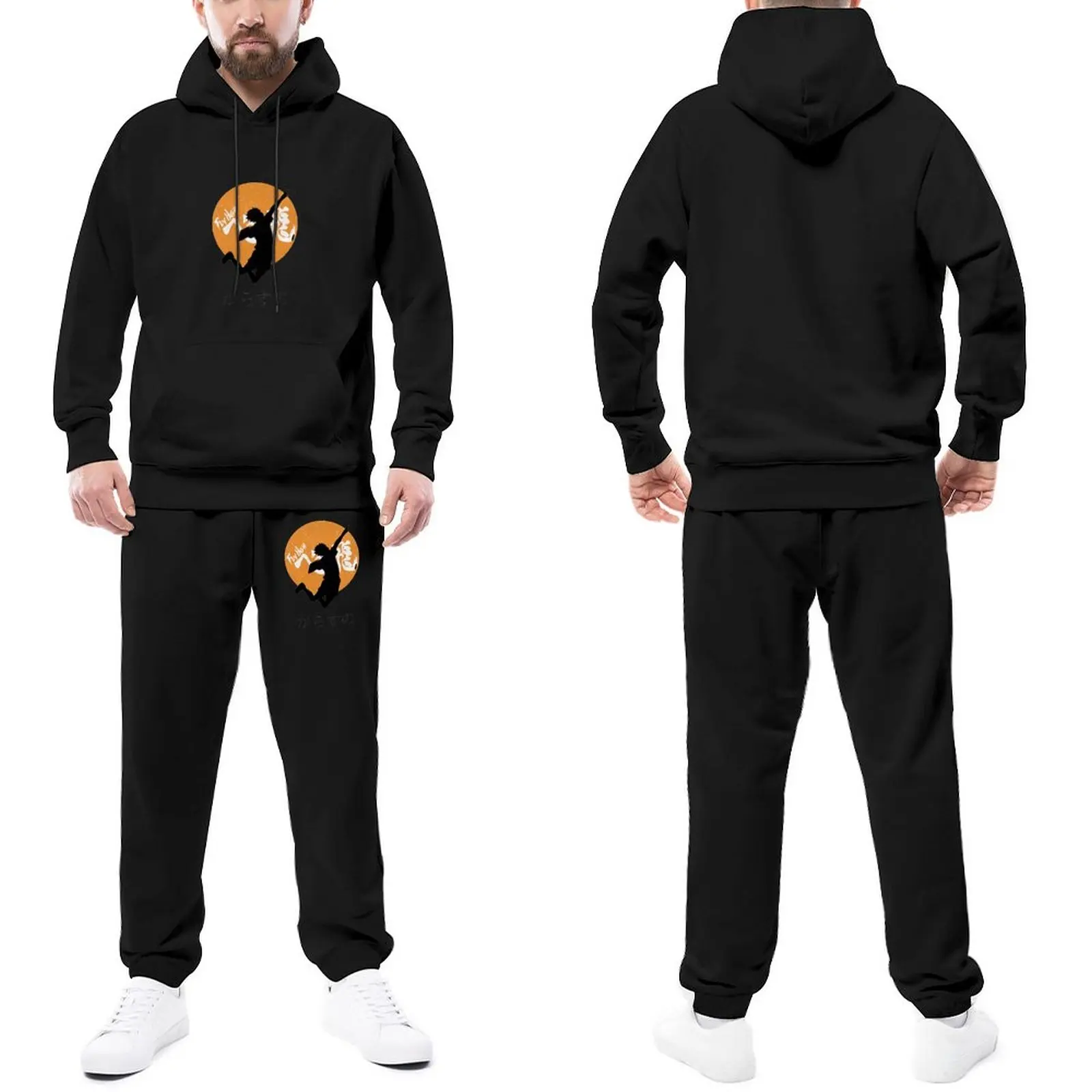 

Haikyuu Karasuno Fly High Trapstar Tracksuits Daily Aninme Hooded Set Men Streetwear Jogging Suit Sport Casual Sweatsuits