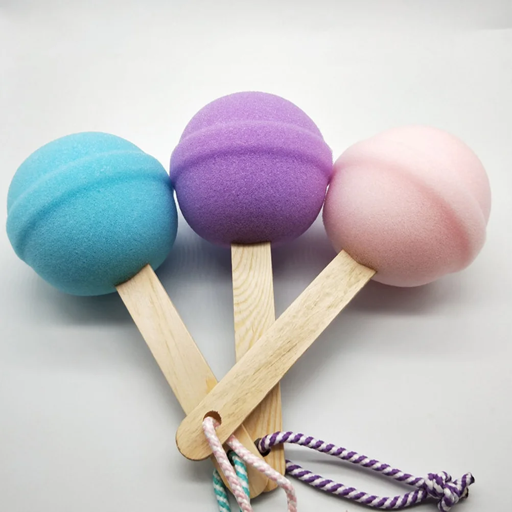 

3Pcs Portable Lollipop Shaped Scrubber Bath Sponge Bathing Sponge For Back for Bathing Shower Hotel