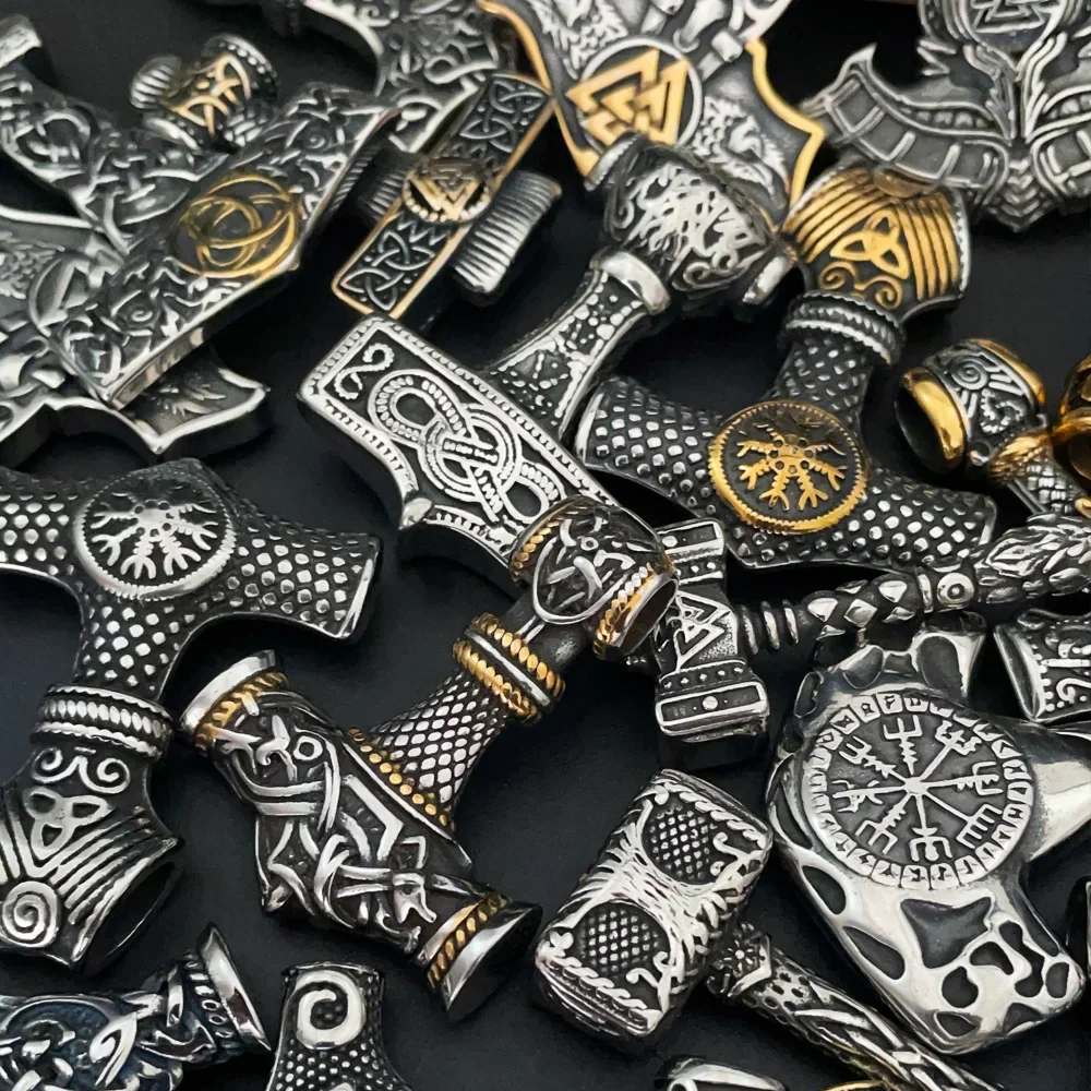 Винтажное ожерелье с подвеской в виде молотка Тора Северной мифологии из