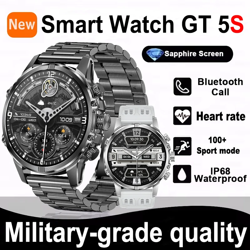 Для Huawei Xiaomi Military GT5S Смарт-часы Мужской фонарик Сердечный ритм Водонепроницаемый