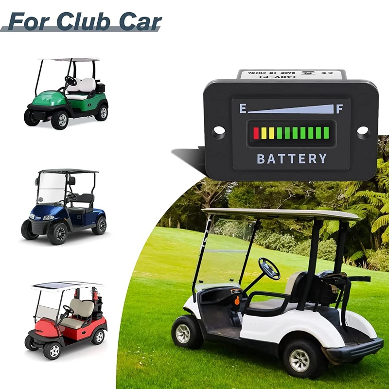

2X Golf Cart Battery Meter 48V LED Battery Indicator Battery Gauge Battery Level Meter IP65 For Club Car,Fork Lifts