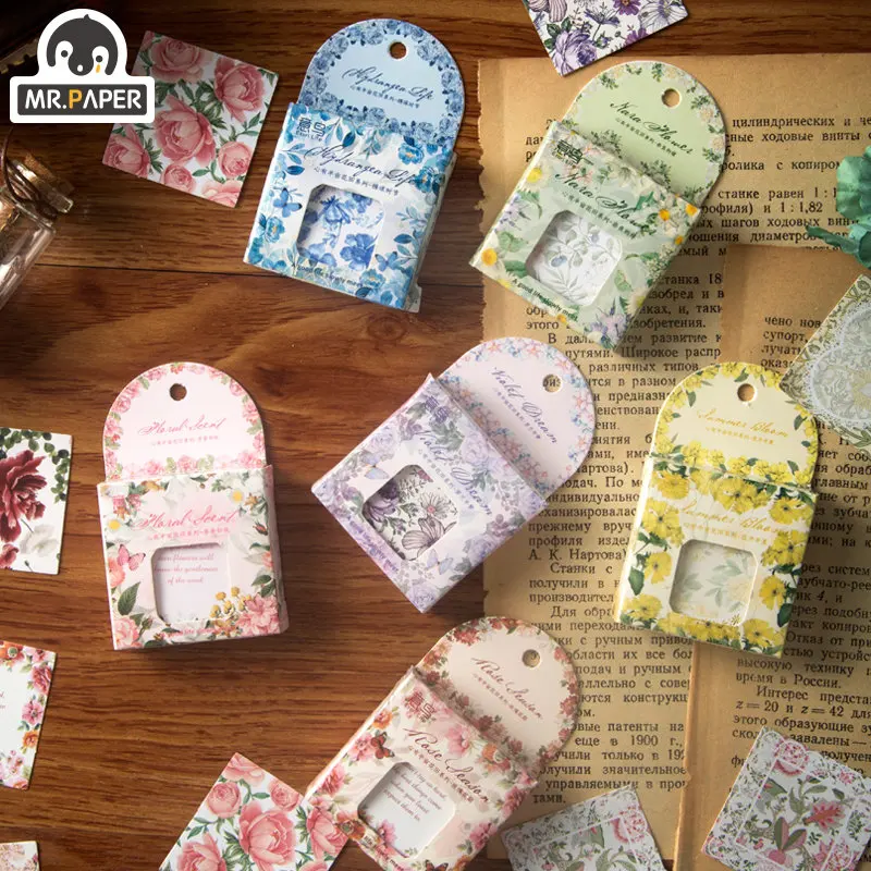 

Mr. Paper 48pcs/Box Small Fresh Flower Stickers Romantic Literary Style Cute Stickers Handbook Decorative Stationery Supplies