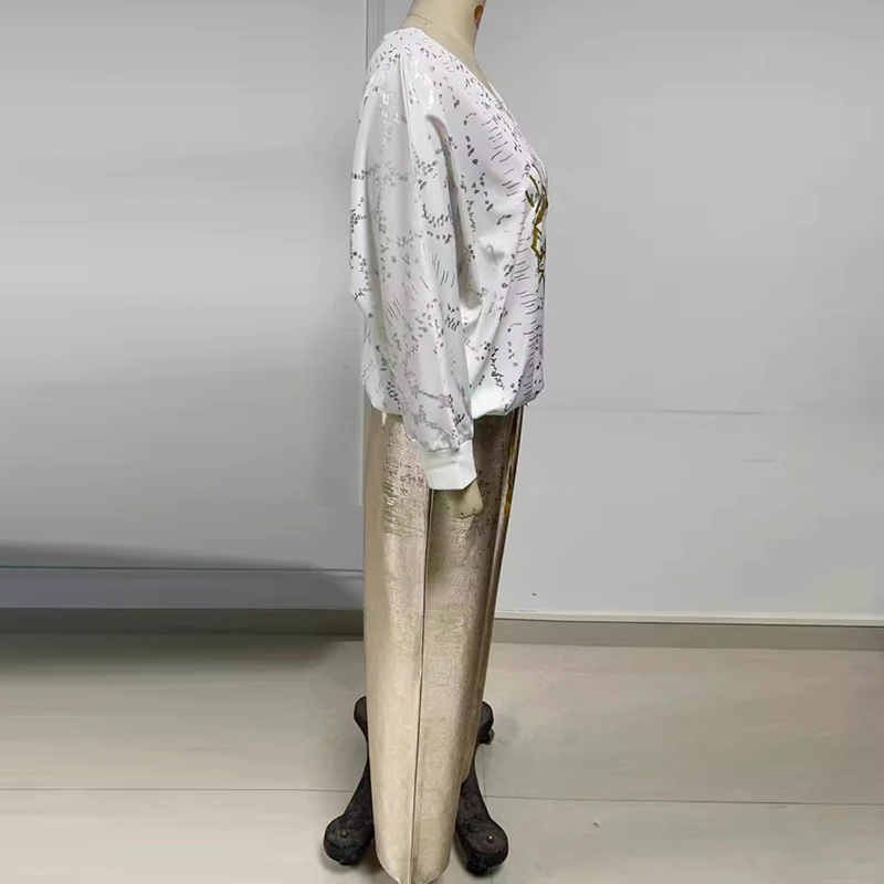 Женский комплект из 2 предметов весенний топ с длинными рукавами и v-образным