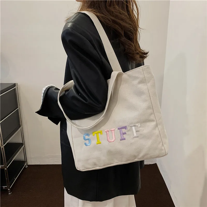 

Women Commute Mummy bag Canvas Letters Casual Big Capacity Tote Bag Messenger Bag Shoulder Bag Simplicity Girl's Shopping Bag