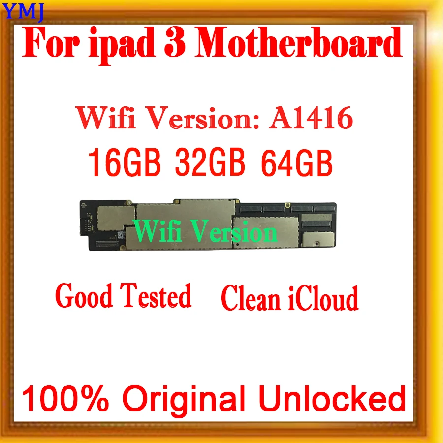 

A1416 1403 1430 Logic Boards for iPad 3 Motherboard 16GB 32GB 64GB With Full Chips for iPad 3 Unlocked Motherboard Free iCloud