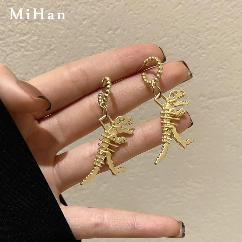 

Mihan 925 Silver Needle Trendy Jewelry Dinosaur Earrings 2022 New Trend Personality Gold Color Drop Earrings For Women Gifts