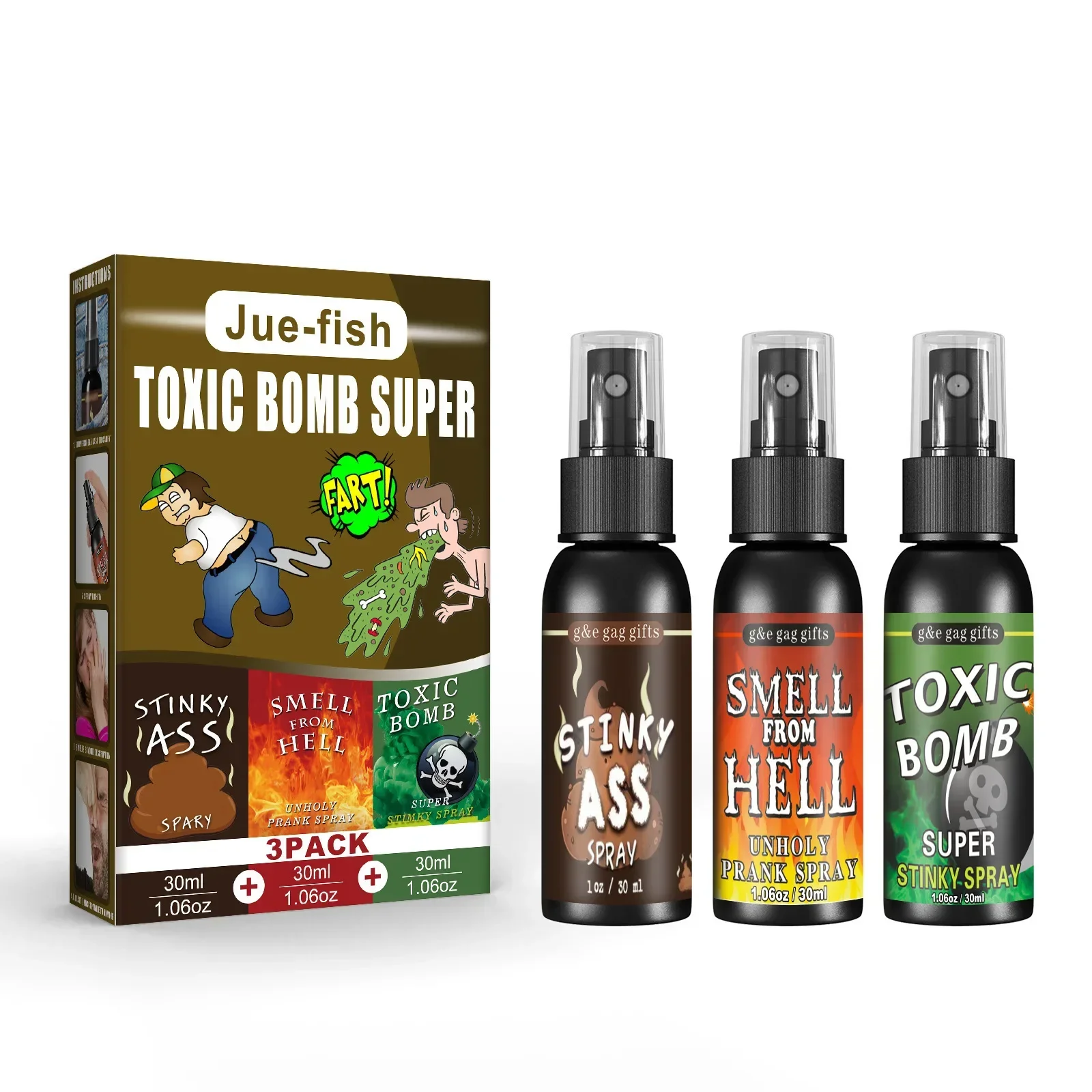 

30 мл спрей для какашек, креативная жидкость для пердежа, кляп, розыгрыш, шутка, забавная игрушка, нетоксичные бомбочки для вонюка, сверхсильное дымление, распыление газа