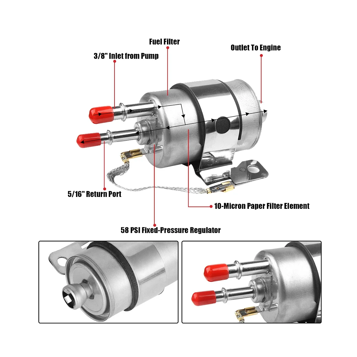 Топливный фильтр LS и регулятор топливного насоса EFI Бесконтактный двигатель Walbro