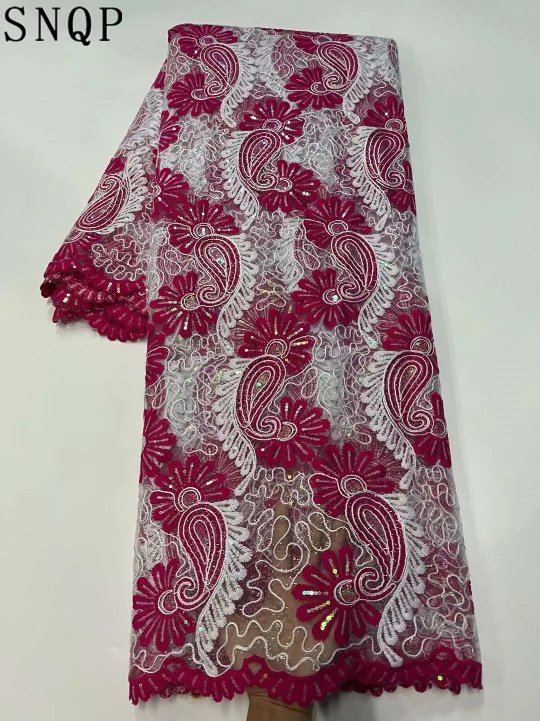 

African Sequins Lace Fabric Latest Sequence Lace Fabric Embroidery French Mesh Tulle Laces Fabrics for Sewing