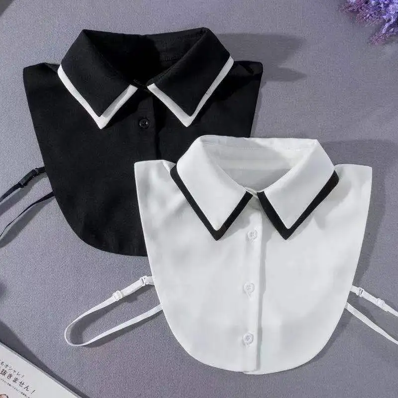

3 Styles Anti Wrinkle Double-Layer Fake Collar For Shirt Detachable Collars Solid Shirt Lapel Blouse Top Women White Clothes