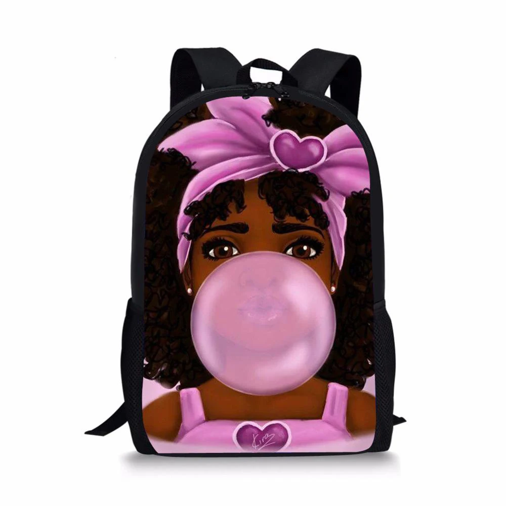 Cartoon Black African Girl Printing School Bag Kids Cute Book Bags Teenager Girls Schoolbag Backpack Mochila Escolar