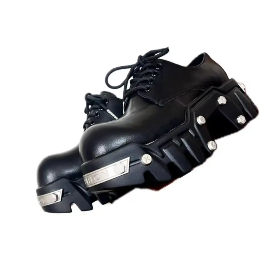 Женские кожаные ботинки на платформе в стиле панк мужские готические ботильоны