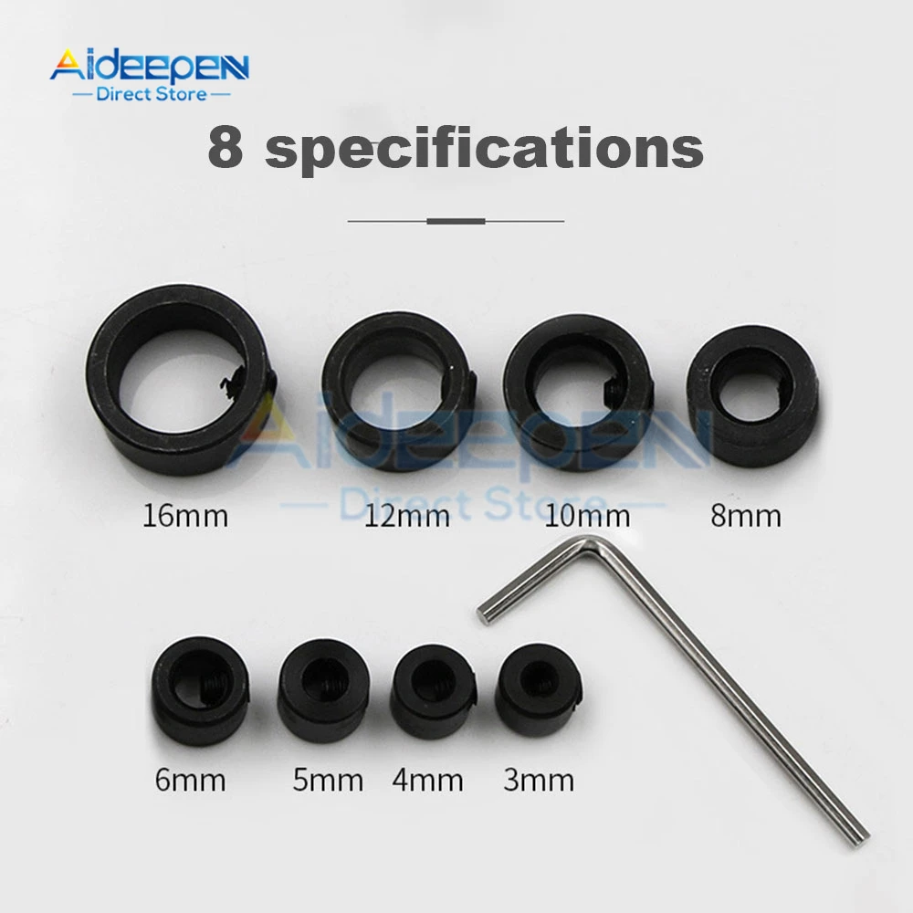 

9Pcs Bit Positioner Free Small Wrench Drill Depth Stop Ring Woodworking Drill Bit Limiter 3-16mm Woodworking Tools