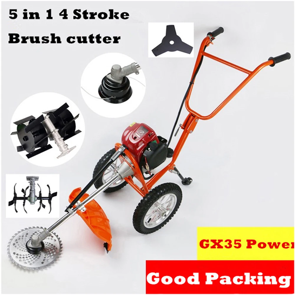 

2021 New Quality 5 in 1 Multi tool Brush cutter 4 stroke FK35 Engine Petrol strimmer Grass cutter Mini tiller ,Grass tiller