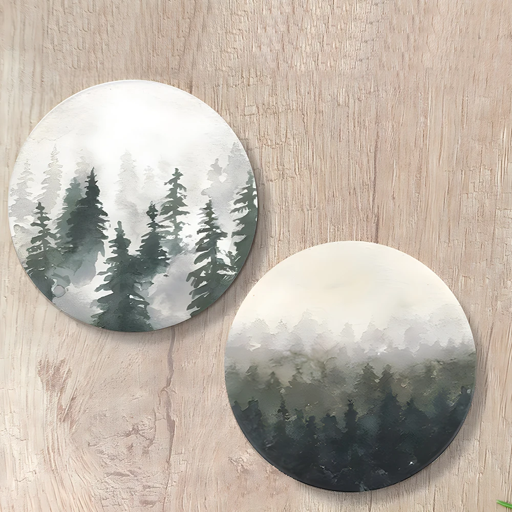 Подставка под чашку 4 шт. подставка с рисунком леса напитки акриловые подставки