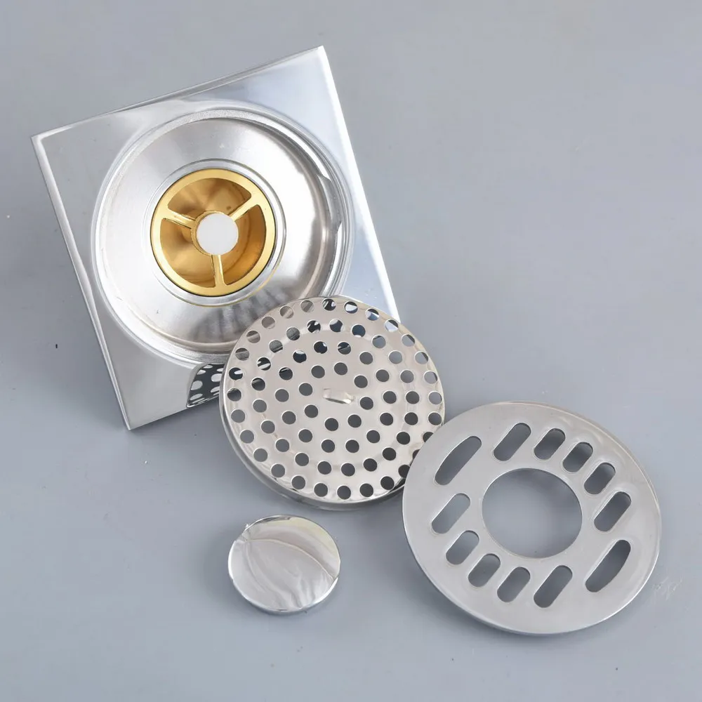 Полированная хромированная латунь квадратный слив для ванной комнаты решетка