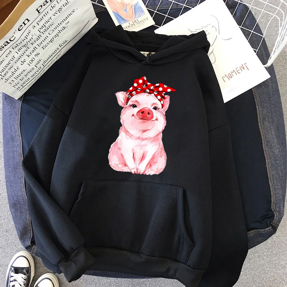 

Fashion Spring Fall Polka Dots Pig Print Women's Men's Hoodies