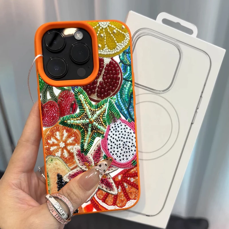 Фото Чехол для телефона с ретро-фруктовым узором для iPhone 17 Pro Max 16 15 14 13 12 11 Pro Max 16e X XR XS Max 15 14 Plus Противоударный мягкий чехол №3
