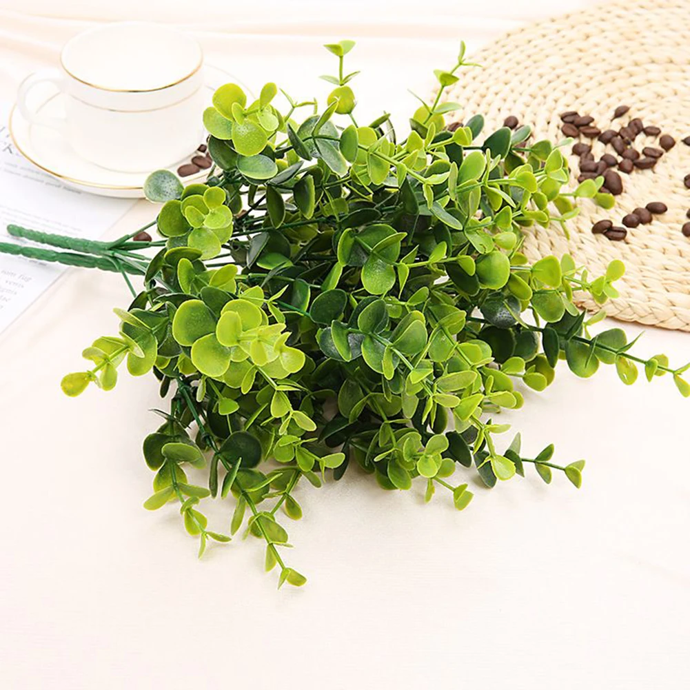 

Eucalyptus Simulation Plant Plastic Leaf Bouquet Artificial Silk Flower Plant Green Grass Home Wedding Room Decoration DIY
