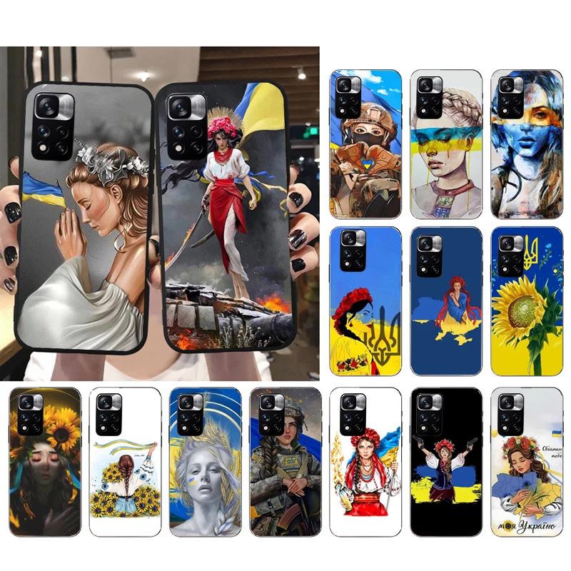 

Ukraine Flag girl Phone Case For Xiaomi Redmi Note 12Pro 11 11S 11T Pro 10 9Pro Note10S Redmi 10 9 10C 9C Case