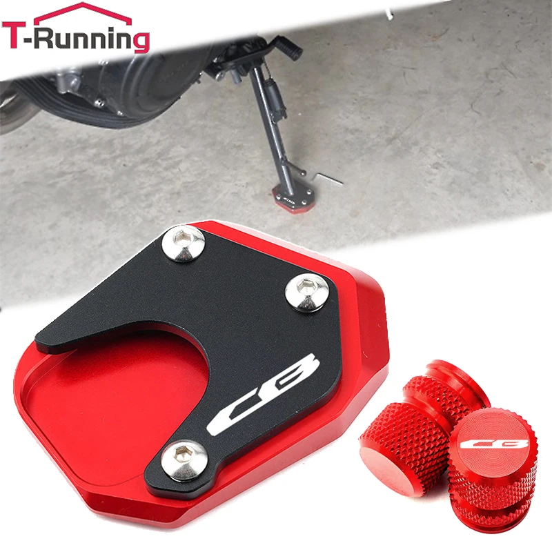 For HONDA CB125R CB300R CB400X CB650R CB500F CB500X Motorcycle Accessories Kickstand Foot Side Stand Extension Pad & Tire Valve