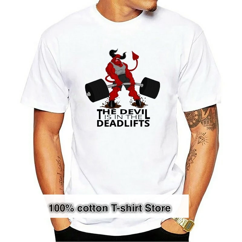 

Devil In The Deadlift Tshirt Men T-shirt Customized T Shirt Top Quality Tops Cotton Tees Bull Cartoon Clothes Navy Blue